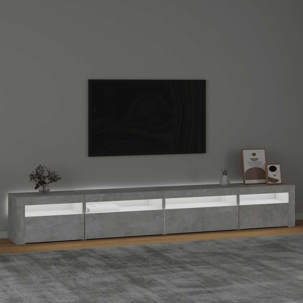 TV Cabinet with LED Lights Concrete Grey 270x35x40 cm