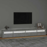 TV Cabinet with LED Lights Concrete Grey 270x35x40 cm - Side View
