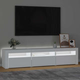 TV Cabinet with LED Lights White 180x35x40 cm - Side View