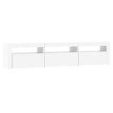 TV Cabinet with LED Lights White 180x35x40 cm - Close-Up Angle