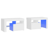 Bedside Cabinets 2 pcs with LED Lights White 70x36.5x40 cm - Front View