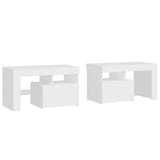 Bedside Cabinets 2 pcs with LED Lights White 70x36.5x40 cm - Side View