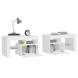 Bedside Cabinets 2 pcs with LED Lights White 70x36.5x40 cm - Close-Up Angle