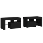 Bedside Cabinets 2 pcs with LED Lights Black 70x36.5x40 cm