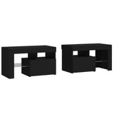 Bedside Cabinets 2 pcs with LED Lights Black 70x36.5x40 cm - Side View