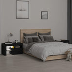 Bedside Cabinets 2 pcs with LED Lights Black 70x36.5x40 cm