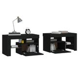 Bedside Cabinets 2 pcs with LED Lights Black 70x36.5x40 cm - Close-Up Angle