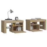 Bedside Cabinets 2 pcs with LED Lights Sonoma Oak 70x36.5x40 cm - Close-Up Angle