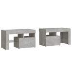 Bedside Cabinets 2 pcs with LED Concrete Grey 70x36.5x40 cm