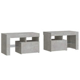 Bedside Cabinets 2 pcs with LED Lights Concrete Grey 70x36.5x40 cm - Side View