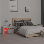 Bedside Cabinets 2 pcs with LED Concrete Grey 70x36.5x40 cm