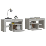Bedside Cabinets 2 pcs with LED Lights Concrete Grey 70x36.5x40 cm - Close-Up Angle