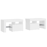 Bedside Cabinets 2 pcs with LED Lights High Gloss White 70x36.5x40 cm - Side View