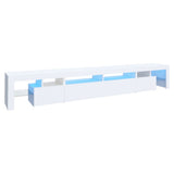 TV Cabinet with LED Lights White 260x36.5x40 cm - Front View