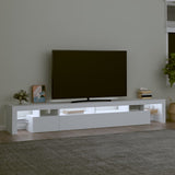 TV Cabinet with LED Lights White 260x36.5x40 cm - Side View