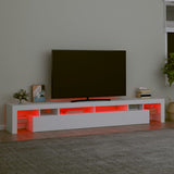 TV Cabinet with LED Lights White 260x36.5x40 cm - 45-Degree Angle