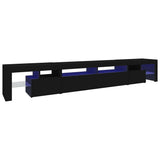 TV Cabinet with LED Lights Black 260x36.5x40 cm - Front View