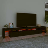 TV Cabinet with LED Lights Black 260x36.5x40 cm - 45-Degree Angle