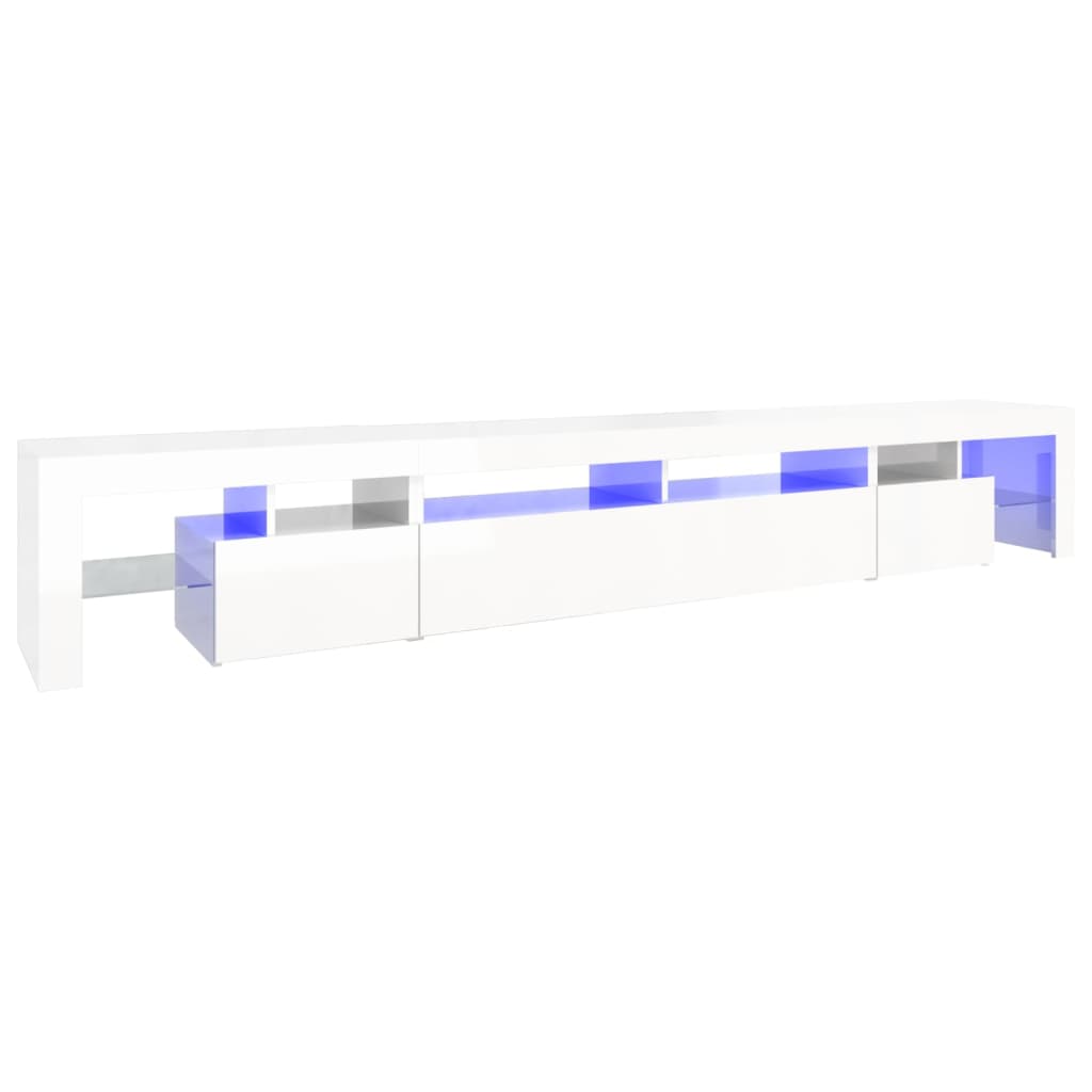 TV Cabinet with LED Lights High Gloss White 260x36.5x40 cm