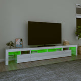 TV Cabinet with LED Lights High Gloss White 260x36.5x40 cm