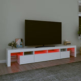 TV Cabinet with LED Lights White 230x36.5x40 cm - 45-Degree Angle