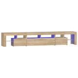 TV Cabinet with LED Lights Sonoma Oak 230x36.5x40 cm - Front View