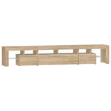 TV Cabinet with LED Lights Sonoma Oak 230x36.5x40 cm - Close-Up Angle