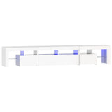 TV Cabinet with LED Lights High Gloss White 230x36.5x40 cm - Front View