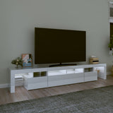 TV Cabinet with LED Lights High Gloss White 230x36.5x40 cm - Side View