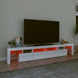 TV Cabinet with LED Lights High Gloss White 230x36.5x40 cm - 45-Degree Angle