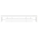 TV Cabinet with LED Lights High Gloss White 230x36.5x40 cm - Low Angle