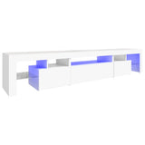 TV Cabinet with LED Lights White 215x36.5x40 cm - Front View
