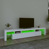 TV Cabinet with LED Lights White 215x36.5x40 cm - Top-Down View