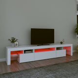 TV Cabinet with LED Lights White 215x36.5x40 cm - 45-Degree Angle
