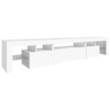 TV Cabinet with LED Lights White 215x36.5x40 cm - Close-Up Angle