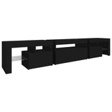 TV Cabinet with LED Lights Black 215x36.5x40 cm - Low Angle