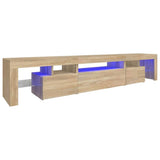 TV Cabinet with LED Lights Sonoma Oak 215x36,5x40 cm - Front View