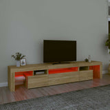 TV Cabinet with LED Lights Sonoma Oak 215x36,5x40 cm - 45-Degree Angle