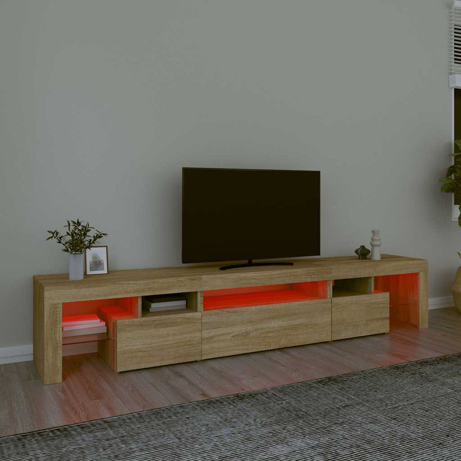 TV Cabinet with LED Lights Sonoma Oak 215x36,5x40 cm