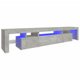 TV Cabinet with LED Lights Concrete Grey 215x36,5x40 cm - Front View