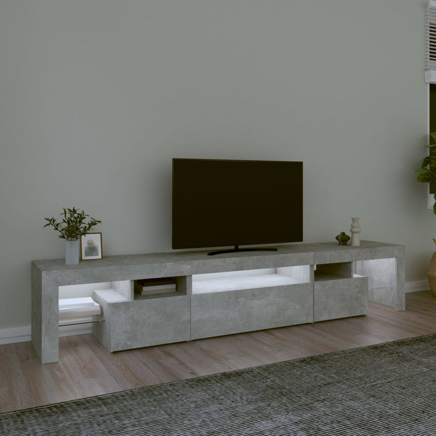 TV Cabinet with LED Lights Concrete Grey 215x36,5x40 cm