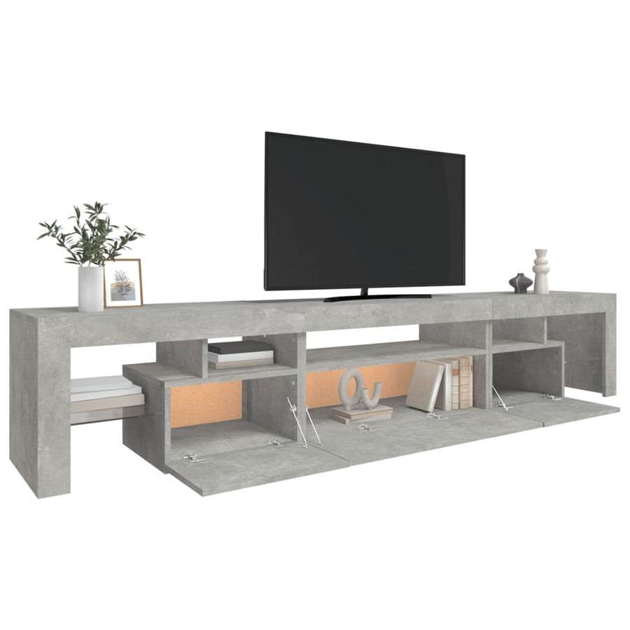 TV Cabinet with LED Lights Concrete Grey 215x36,5x40 cm