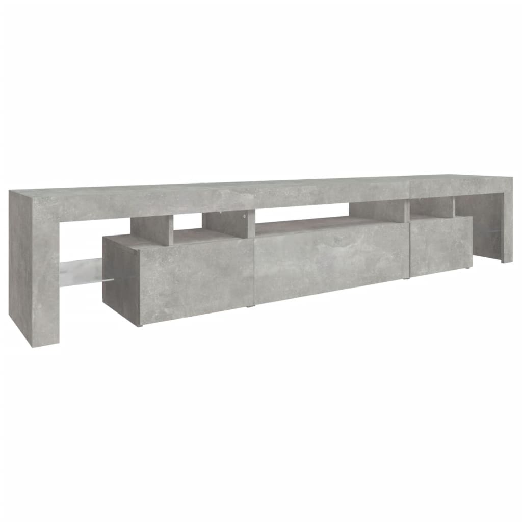 TV Cabinet with LED Lights Concrete Grey 215x36,5x40 cm