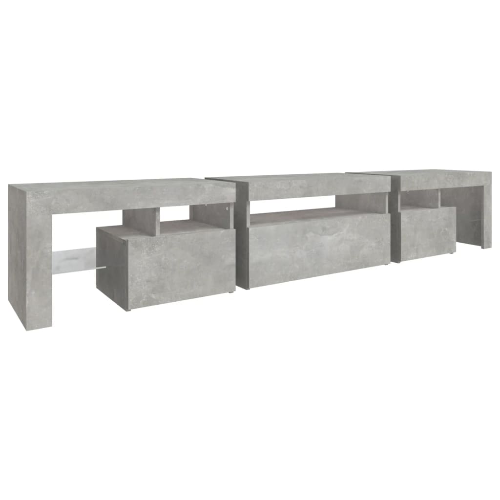 TV Cabinet with LED Lights Concrete Grey 215x36,5x40 cm