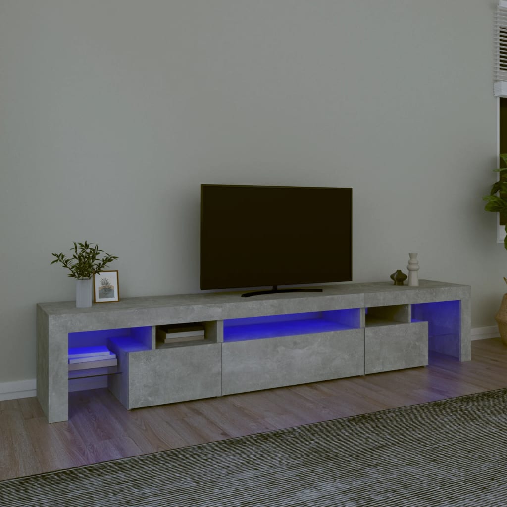 TV Cabinet with LED Lights Concrete Grey 215x36,5x40 cm
