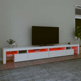 TV Cabinet with LED Lights White 290x36,5x40 cm - 45-Degree Angle