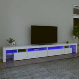 TV Cabinet with LED Lights White 290x36,5x40 cm