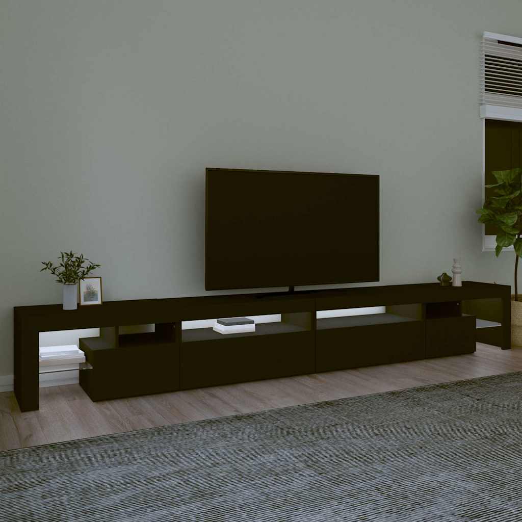 TV Cabinet with LED Lights Black 290x36,5x40 cm