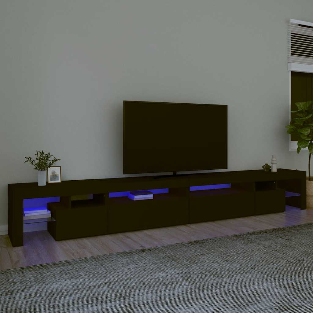 TV Cabinet with LED Lights Black 290x36,5x40 cm
