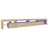 TV Cabinet with LED Lights Sonoma Oak 290x36,5x40 cm - Front View